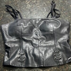 A/X Armani Exchange faux leather black corset